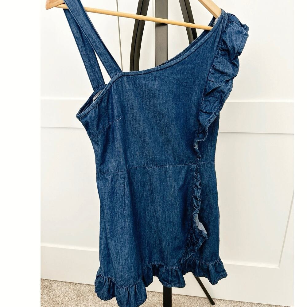 Denim Ruffle One Shoulder Dress 
BDG Urban Outfitters Size Medium Cotton Western